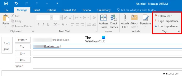 How to set the Priority for an email in Outlook to High
