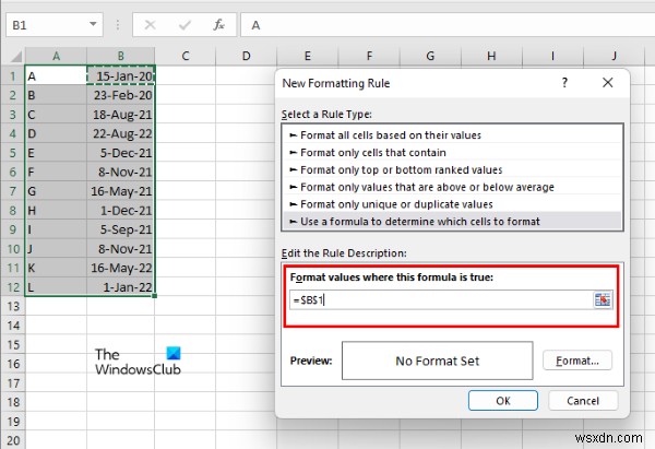How to highlight Rows with Dates using Conditional Formatting in Excel