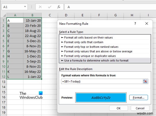 How to highlight Rows with Dates using Conditional Formatting in Excel