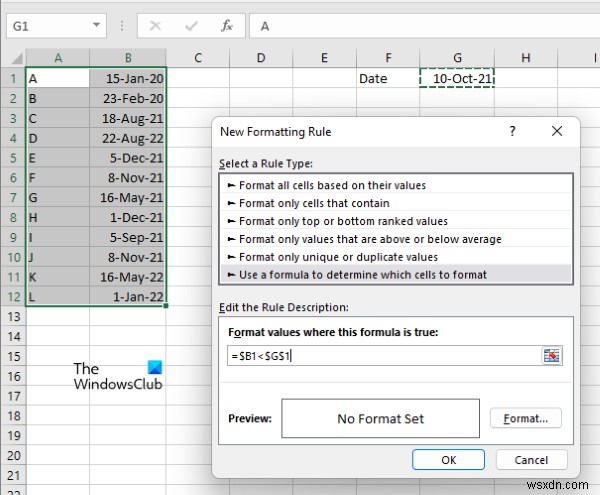 How to highlight Rows with Dates using Conditional Formatting in Excel