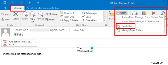 How to automatically move Emails to a folder in Outlook