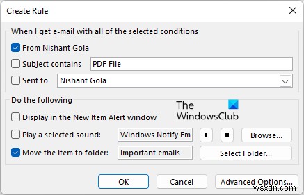 How to automatically move Emails to a folder in Outlook