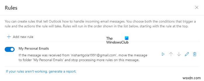 How to automatically move Emails to a folder in Outlook