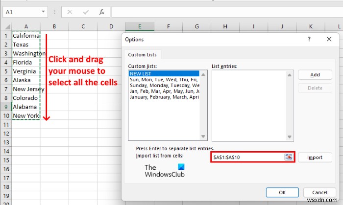 How to create a Custom List in Excel