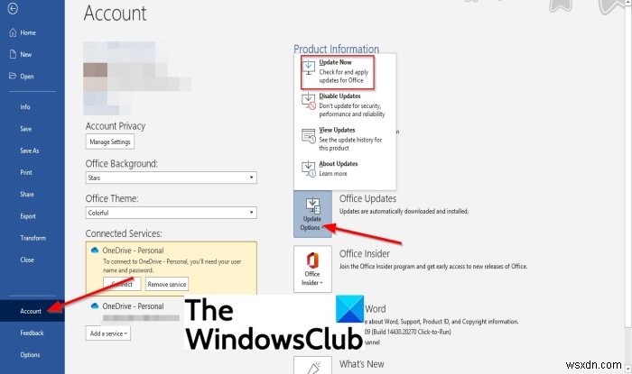 This action couldn’t be performed because Office encountered an error