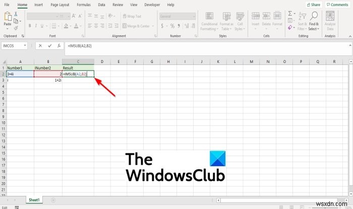 How to use the IMSUB function in Microsoft Excel