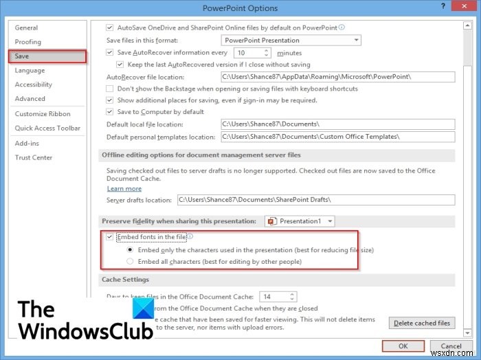 Some of your fonts cannot be saved with the presentation in PowerPoint