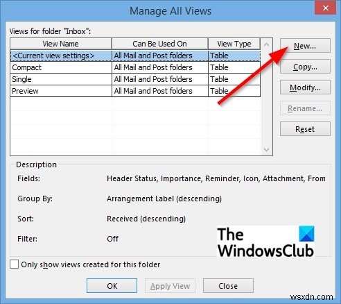 How to create a custom View in Outlook