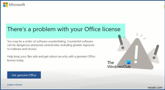 There’s a problem with your Office License
