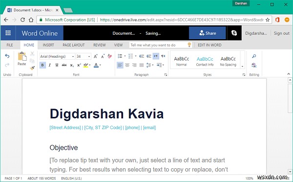 Create Office documents on Edge and Chrome using Office Online extension