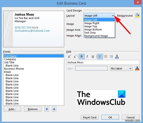 How to create Electronic Business Card in Outlook