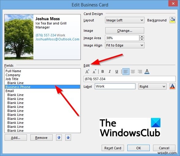 How to create Electronic Business Card in Outlook