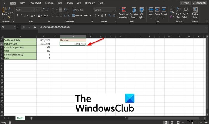 How to use the Duration Financial Function in Microsoft Excel