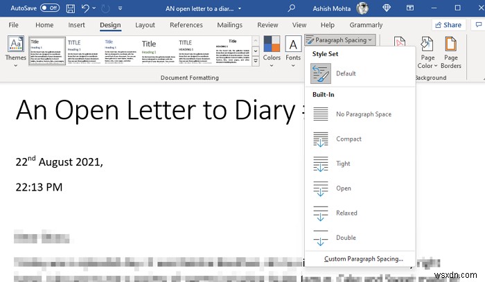 How to change Line Spacing in Microsoft Word