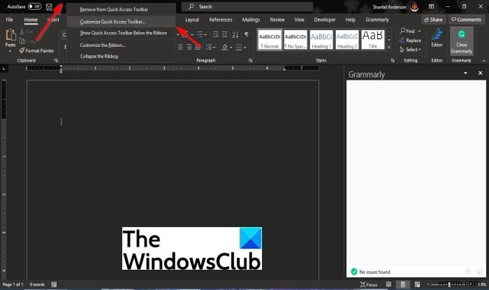 How to customize the Quick Access toolbar in Office programs