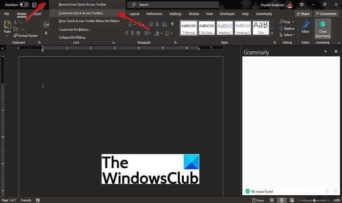 How to customize the Quick Access toolbar in Office programs