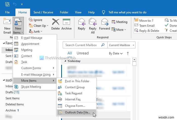 Location of Outlook PST file; How to access and create Outlook PST file