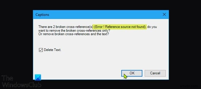 Error, Reference source not found – Microsoft Office issue