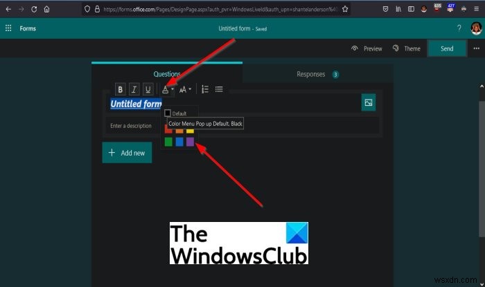 How to format Text in Microsoft Forms