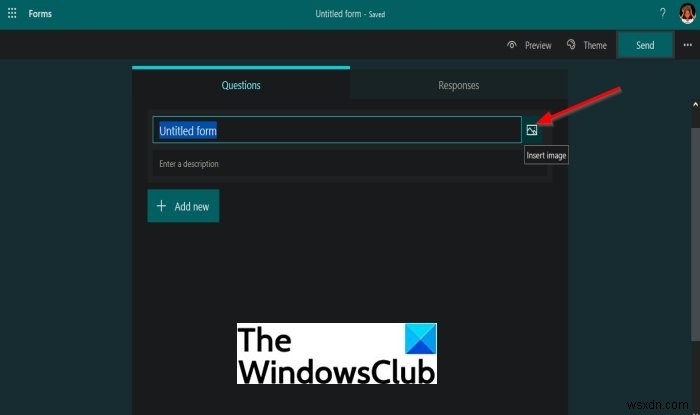 How to insert an image into the header in Microsoft Forms