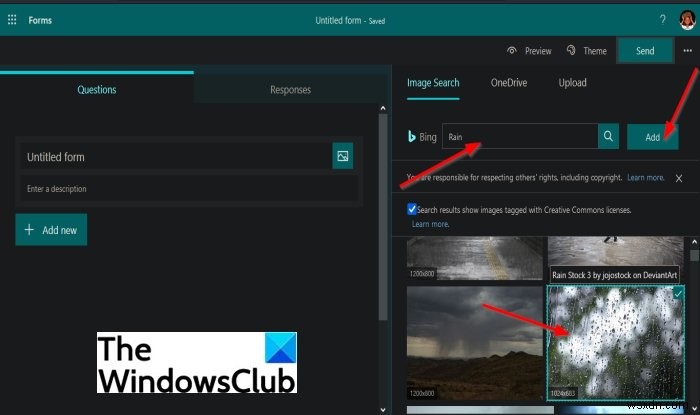 How to insert an image into the header in Microsoft Forms