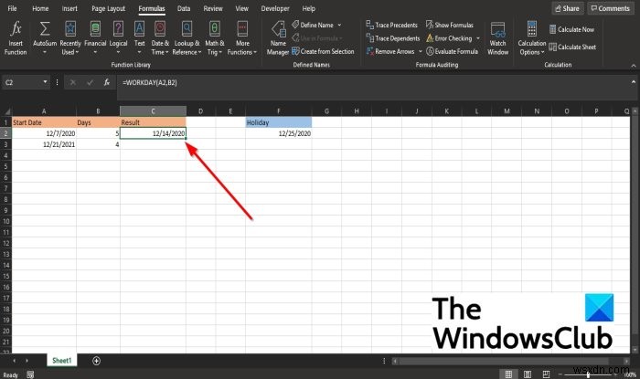 How to use the WORKDAY function in Microsoft Excel