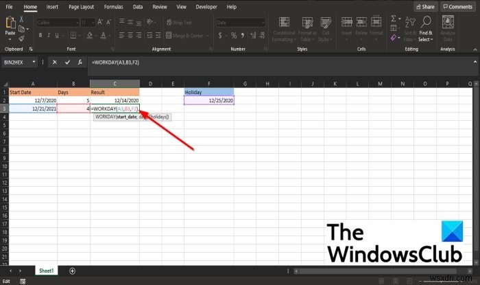 How to use the WORKDAY function in Microsoft Excel