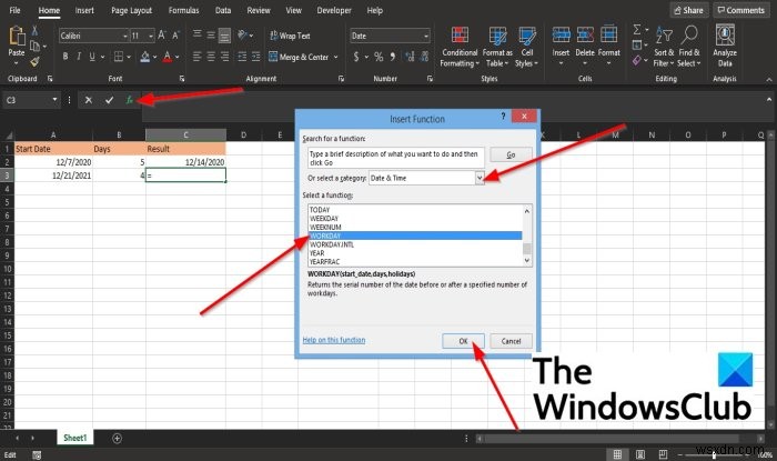 How to use the WORKDAY function in Microsoft Excel