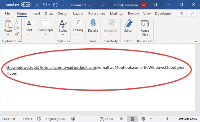 How to extract Email Addresses from Word document