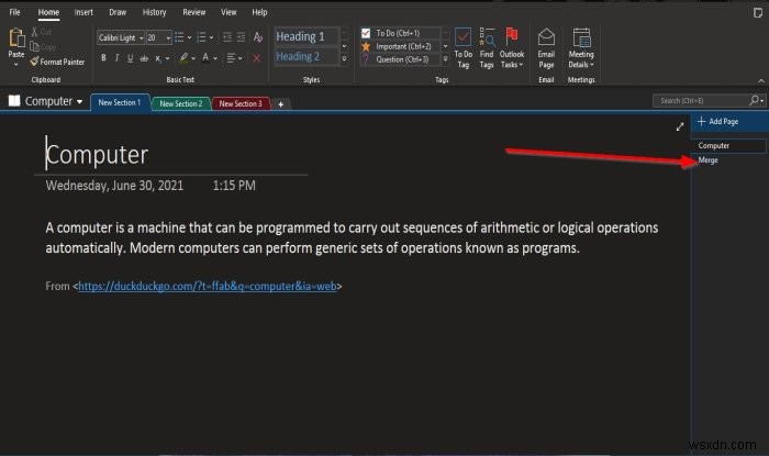 How to move Sections or merge Notebooks in OneNote