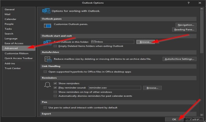 How to change the default Outlook Startup folder