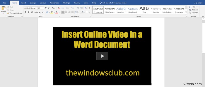 How to insert an Online Video into a Word Document