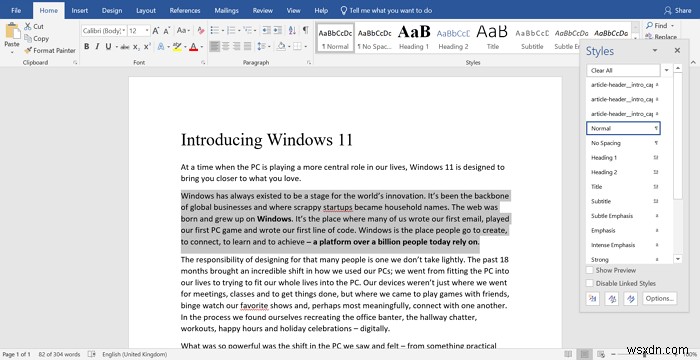 How to remove all Formatting in Microsoft Word
