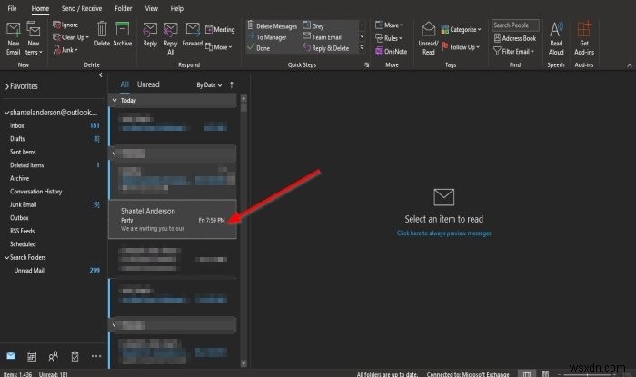 How to mark an email message as Read in Outlook
