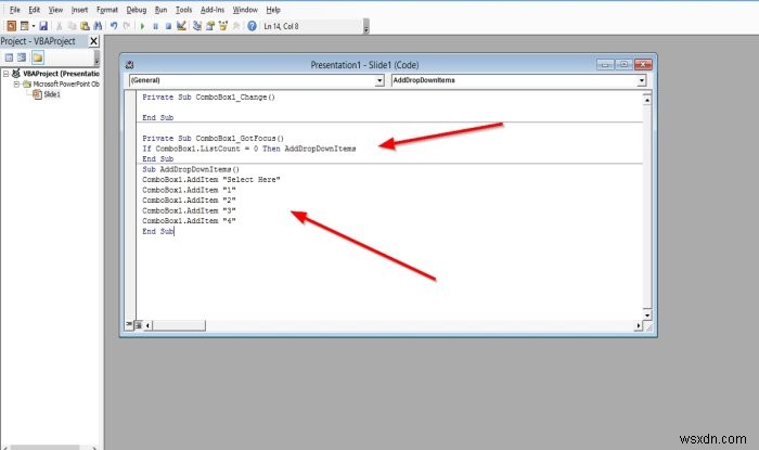How to insert a drop-down menu in PowerPoint