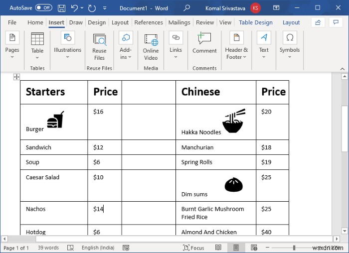 How to create a Restaurant Menu in Microsoft Word