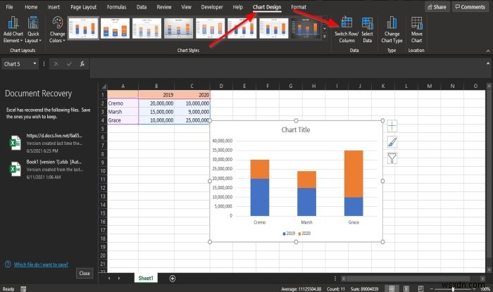 How to switch Rows and Columns in an Excel Chart