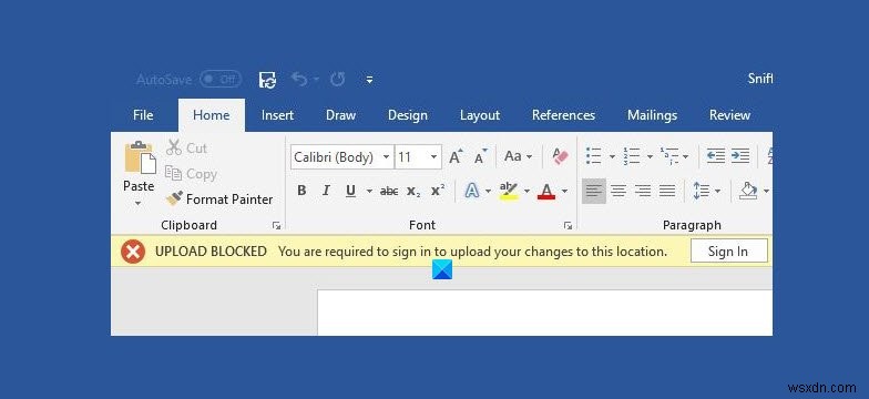 Fix OneDrive Upload blocked, Sign in to save this file or Save a copy error