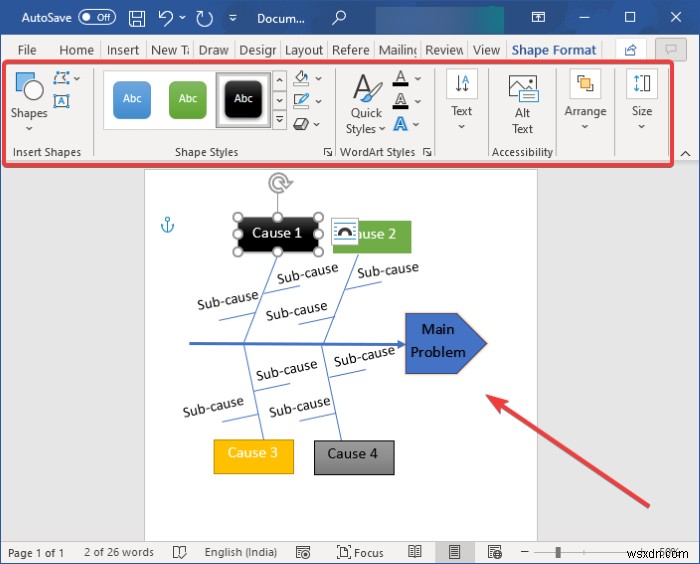 How to create a Fishbone Diagram in Microsoft Word