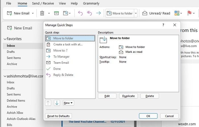How to create Quick Steps in Outlook