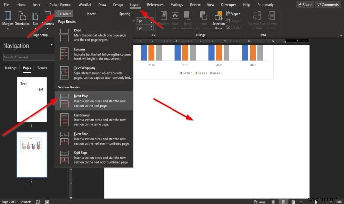How to make one page landscape in Microsoft Word