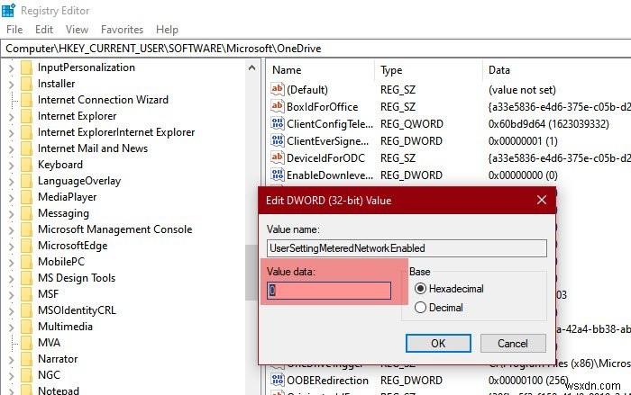Resume or Pause OneDrive sync when device is on a metered network