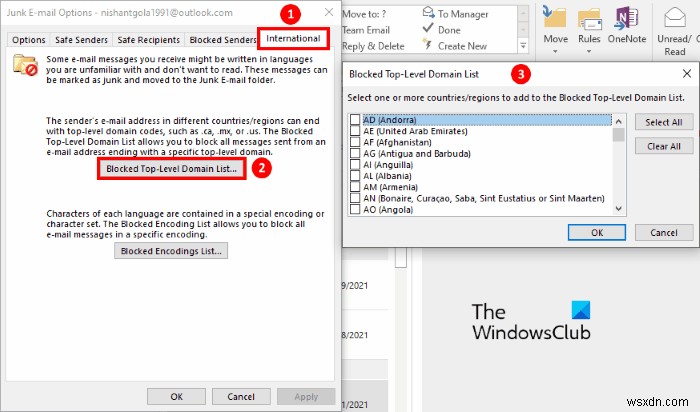 How to block country-specific emails in Outlook