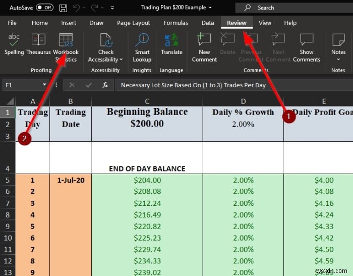 How to view and track Excel workbook statistics