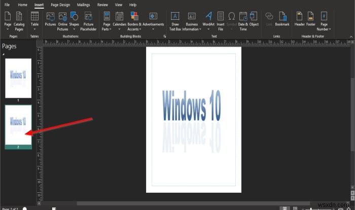 How to use the Page Options in Microsoft Publisher