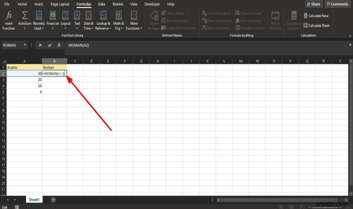 How to use the ROMAN function in Microsoft Excel