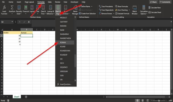 How to use the ROMAN function in Microsoft Excel