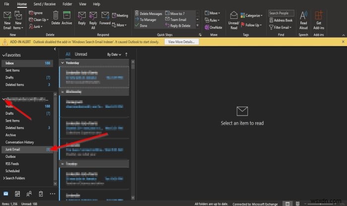 How to empty the Junk Email Folder in Outlook