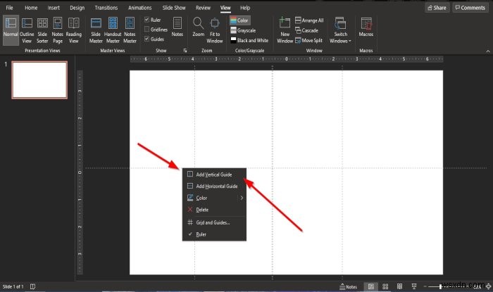 How to add Guides to the PowerPoint slide