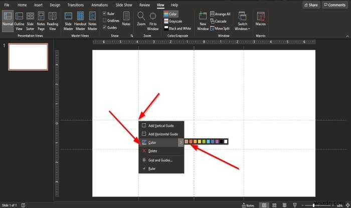How to add Guides to the PowerPoint slide